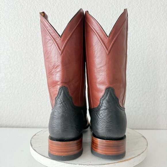 NEW Rod Patrick Mens Cowboy Boots 12.5A Black Glazed Shoulder Western Blunt Toe - Picture 4 of 12